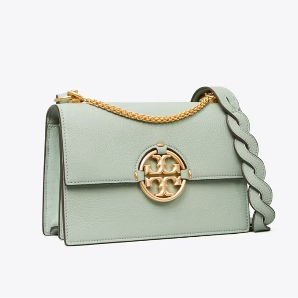 Tory Burch Pastel Green Shoulder Bag with Gold Chain